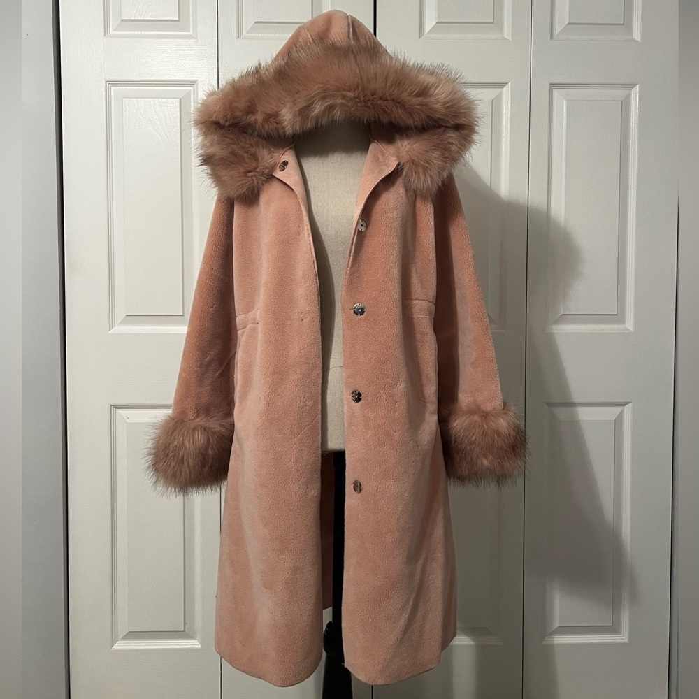 Elegant Faux Fur Trimmed Coat